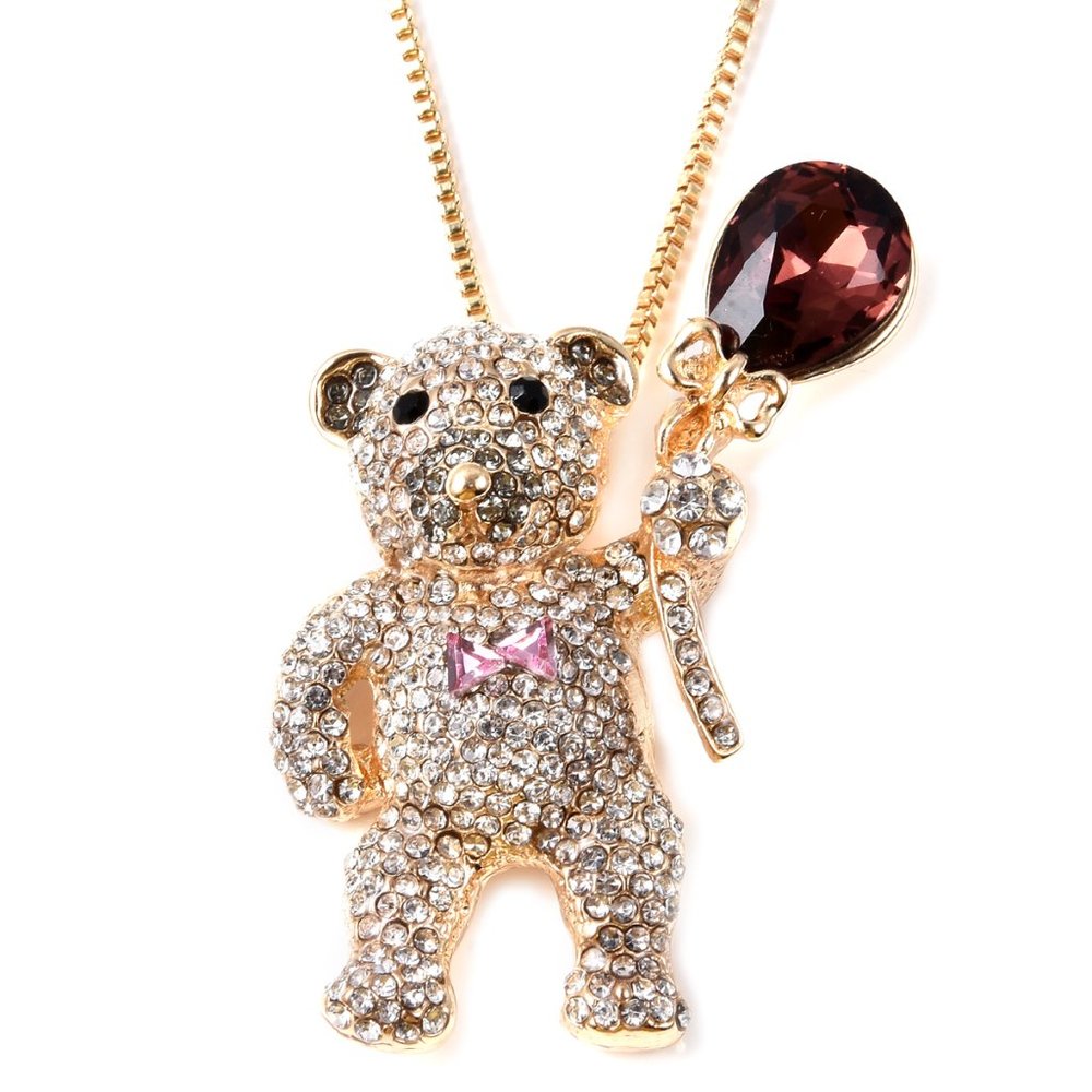 Multi Color Austrian Crystal Bear Pendant.
